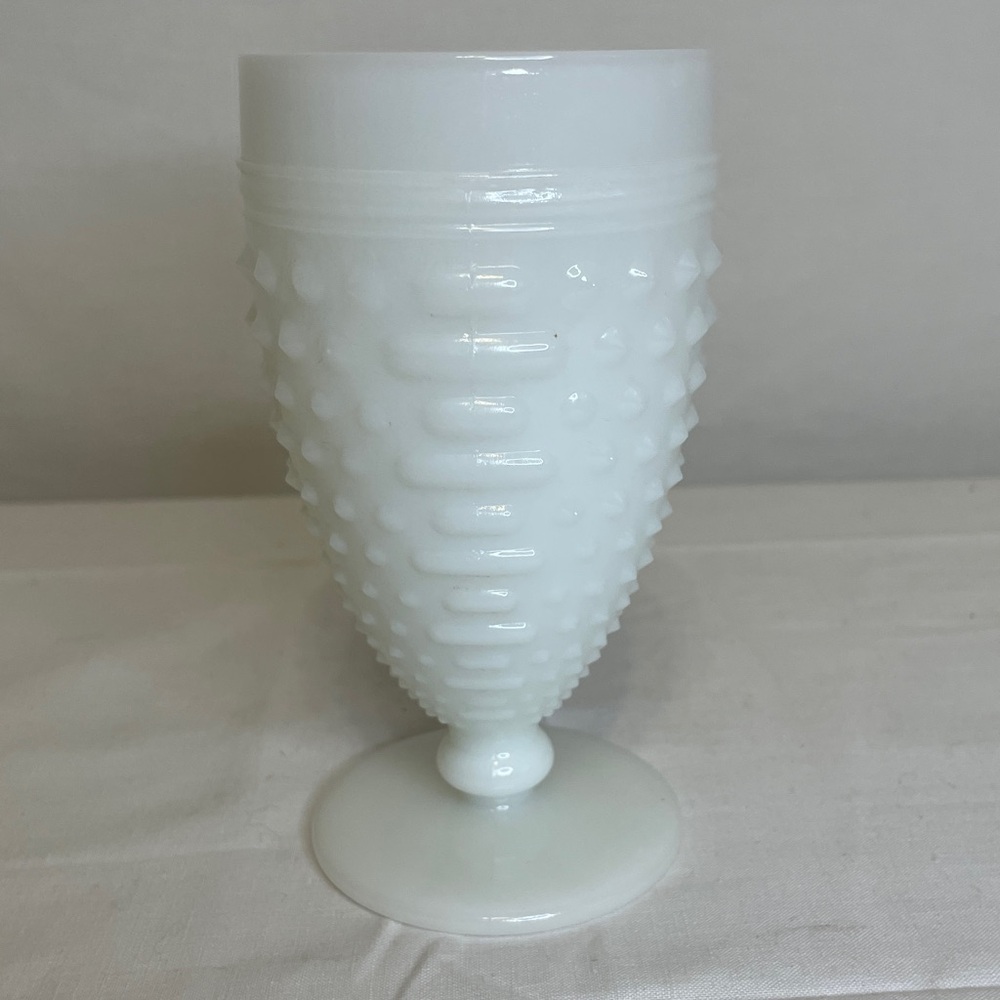 Vintage MILK GLASS Hobnail Goblet